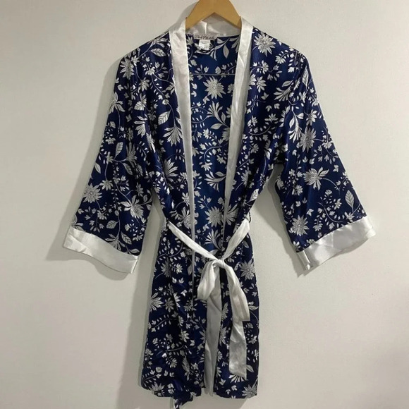 Linea Donatella Floral Wrap Robe Satin Polyester S - Picture 3 of 6